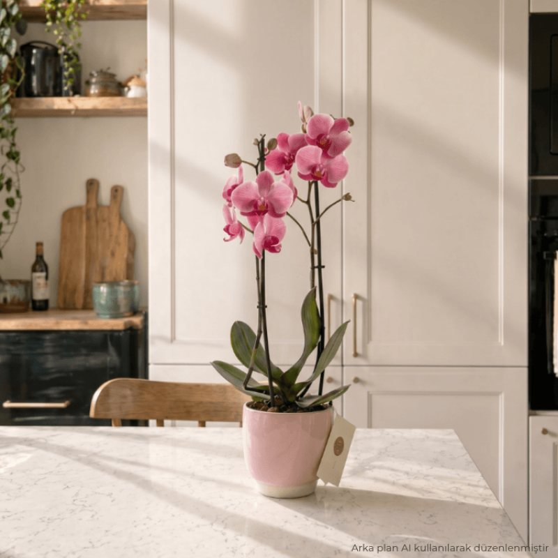 Coral Pink Çift Dallı Orkide Çiçeği