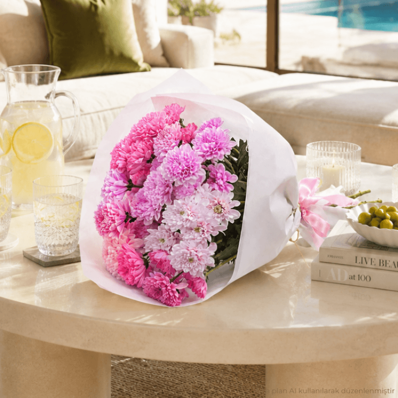 Sorbet – Pembe Krizantem Buketi
